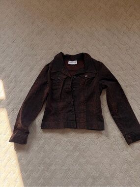 Vintage 90s Whimsigoth Snakeskin Print Jacket Brown Python Trucker animal print